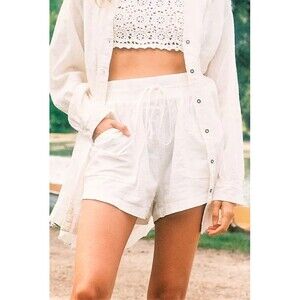 Free People Women's White Linen Shorts Size Small